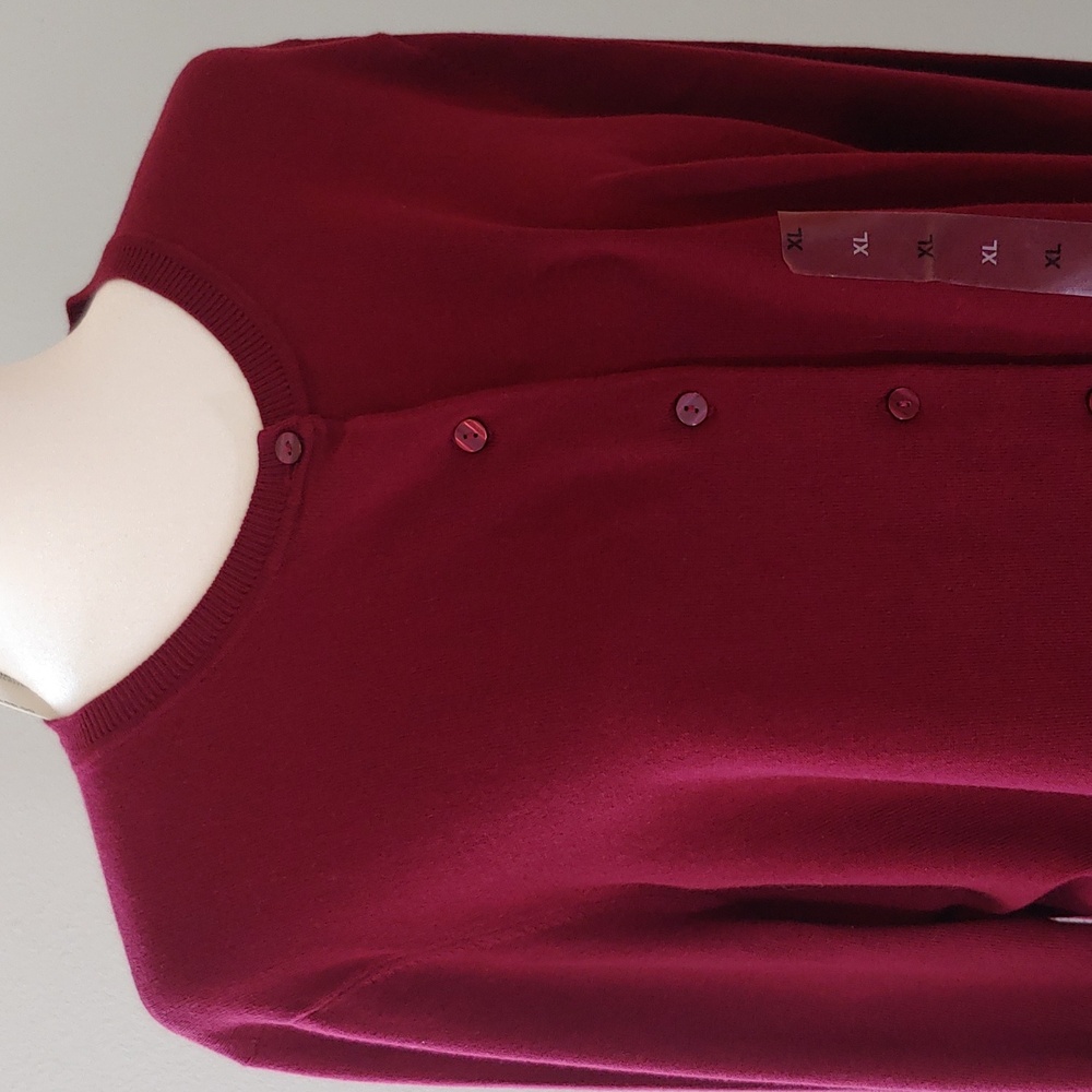 Karen Scott Women's Merlot Red Cardigan Long Sleeves Size XL NWT - Picture 17 of 17